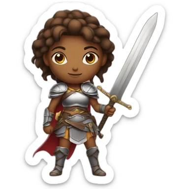 warrior girl with sword sticker