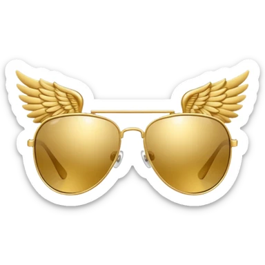 fancy gold  sunglasses with wings sticker