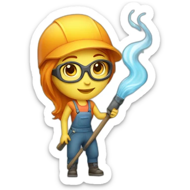 Hot Glass blower, female caracter sticker