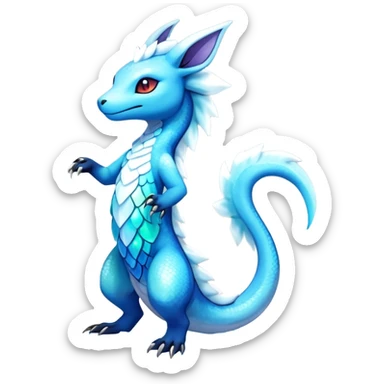 Colorful Iridescent Exotic Salandit-Aurorus-Glaceon-Fakémon-hybrid-creature (full body)  sticker