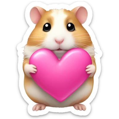 Hamster with pink heart  sticker