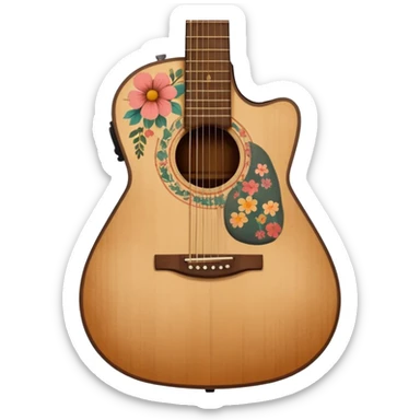 acoustic guitar with delicate indie girl aesthetic sticker