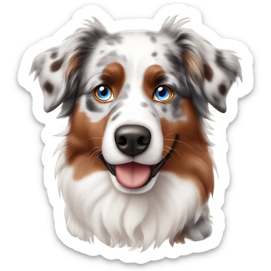 Red Merle Australian shepherd with blue eyes sticker