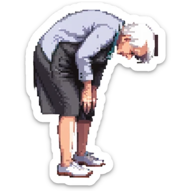 elderly person bent over with back pain sticker
