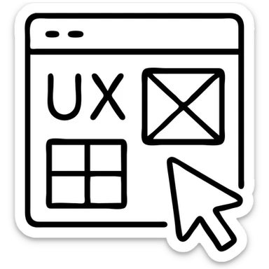 UX design icon with wireframe elements, 24 by 24 px, 1 px stroke sticker