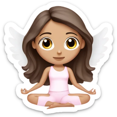 angelic brunette and blue eyed yoga girl in light pink yoga outfit sticker