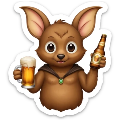 bat drinking beer sticker