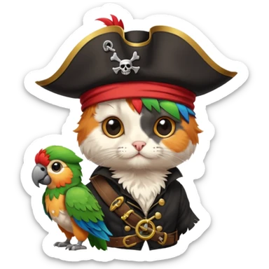 بچه گربهpirate and parrot sticker