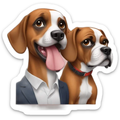 Macron with Brigitte and a boxer dog with tongue sticker