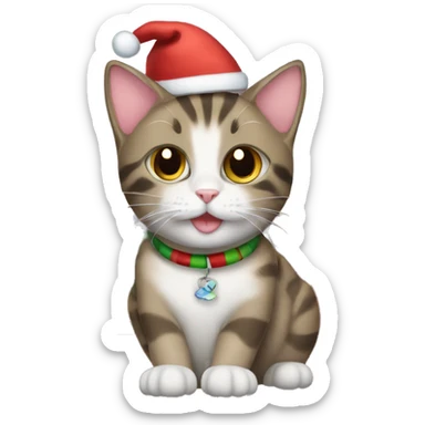 cat surrounded by chistmas presents sticker