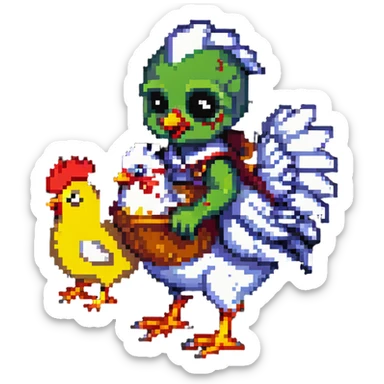 baby zombie riding a chicken, minecraft chicken jockey sticker