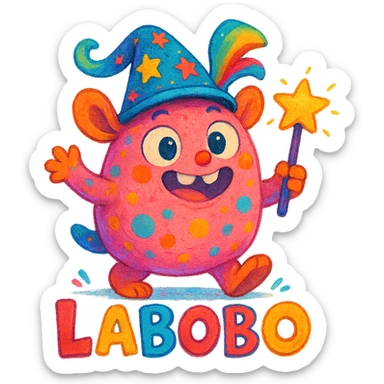 labobo character, playful and imaginative, fantasy style, creative and fun, vibrant colors sticker