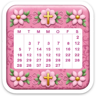 make a catholic calendar with very girly pink tones. sticker