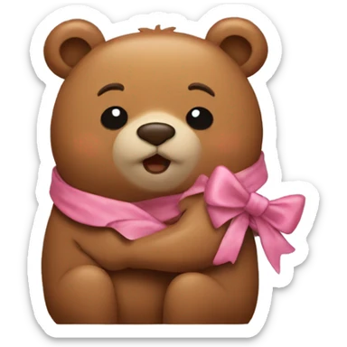 Bears with bows hugging  sticker