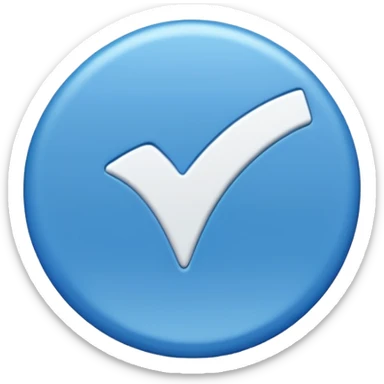 blue circle with a white check mark sticker