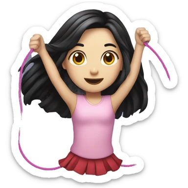 Pale girl long black hair jumping rope sticker