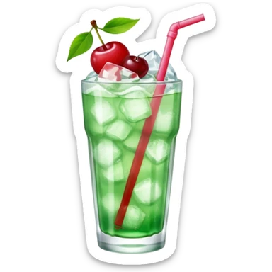 Japanese cream soda on a glass with ice cherry on top sticker