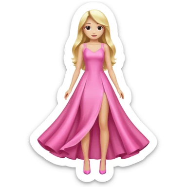 woman long blonde hair pink shiney dress full body sticker