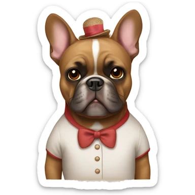 A brown French bulldog in a teddy bear costume sticker