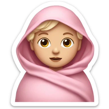 White baby girl in pink swaddle sticker