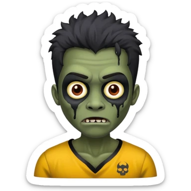 Zumbi com cabelo preto de tamanho médio e roupa preta (Masculino) sticker