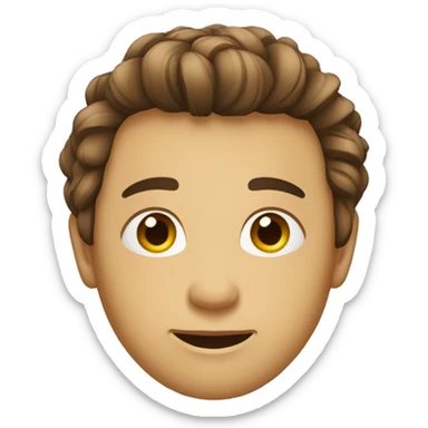 cheveux brun décoiffé, sans moustache sticker