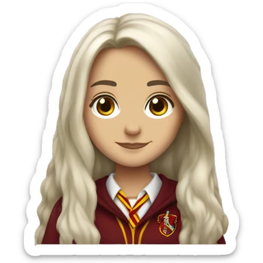 Harry Potter Gryffindor girl, white long hair, brown eyes sticker