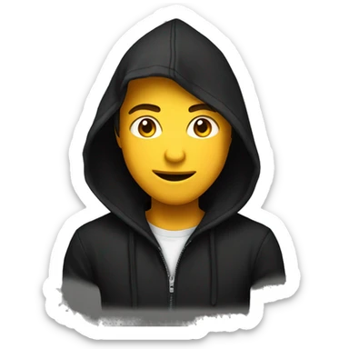 zesty teenage boy wearing black hoodie with hood on sticker
