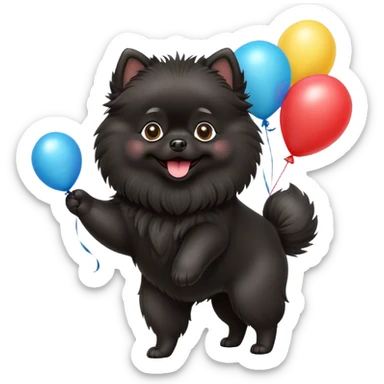 Black Pomeranian balloons sticker