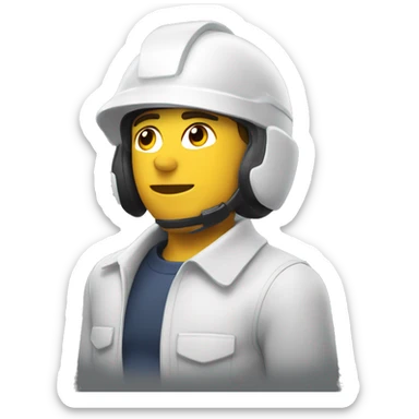 Persona blanca wearing , helmet safety and earplug sticker