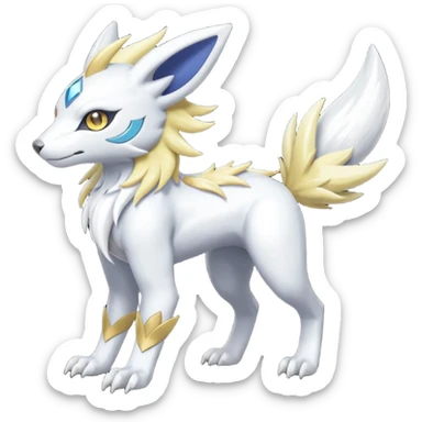 Shiny Albino WereGarurumon-Meloetta-Renamon-Absol-fusion-hybrid-creature (full body) sticker