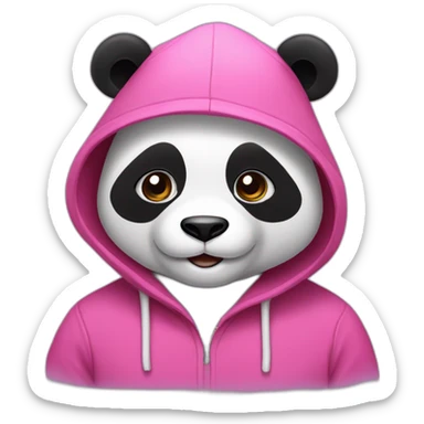 Panda wearing a hat and a pink hoodie sticker