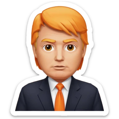 Donald Trump as a real estate owner emoji style simplified face orange hair holding a building sticker
