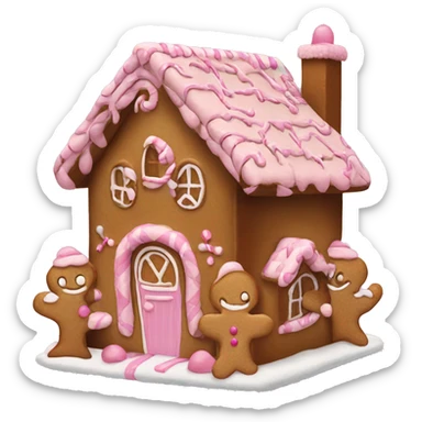 brown and pink gingerbread house sticker