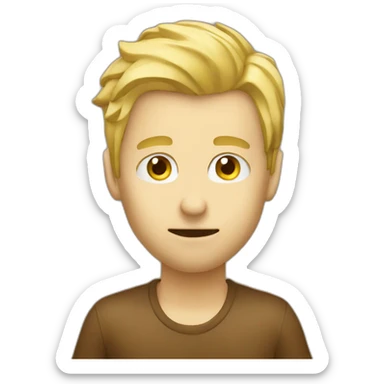 Blond man programmer eating hazelnut sticker