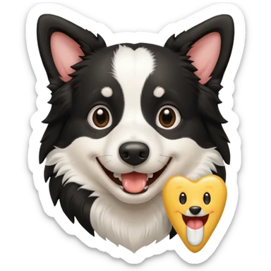 border collie holding a tooth sticker