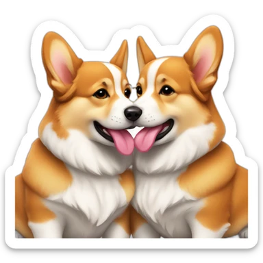 kissing corgis sticker