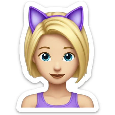 Blonde girl with purple cat ear Alice and sticker