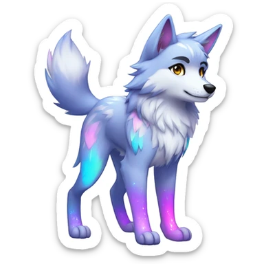 Anthro Colorful Shiny Fionbri-Falvie-sparkle-wolf-sona with shiny markings full body sticker