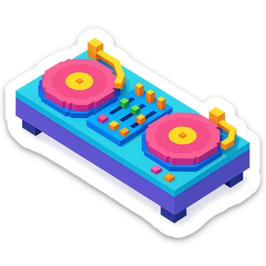 DJ turntables with a sleek design and vibrant colors sticker
