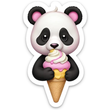 Panda eating ice cream sticker
