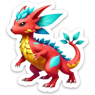 Elemental magical colorful exotic animesque Pokémon-Fakémon-animal-creature sticker