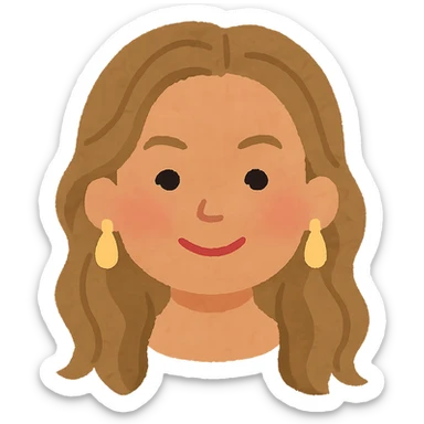 Beyonce's head in Irasutoya style, smiling, cartoon, soft pastel colors, round cheeks, no background sticker