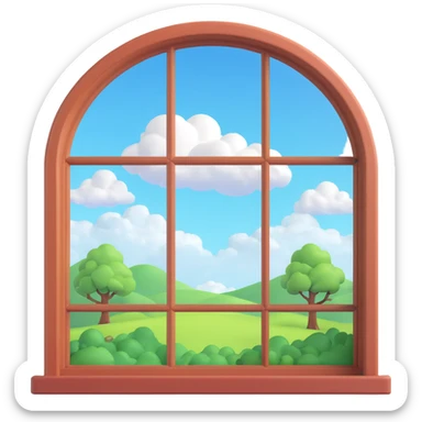 a big window with a idyllic scenery skylight and clouds visible sticker