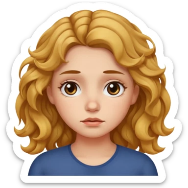 Girl with fair wavy hair made the job done and is tired sticker