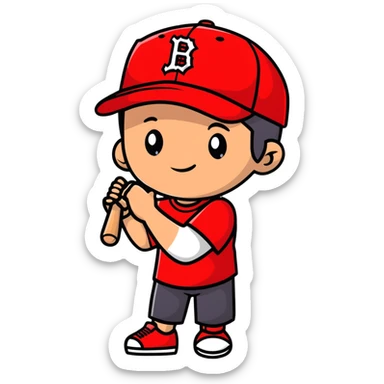 boy avatar with baseball cap and red t-shirt sticker