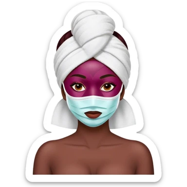 Lady with face mask spa beauty full face relaxing Burgundy sticker
