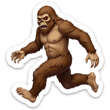 An angry sasquatch running full speed to the right in "blitzkrieg" mode. In the style of you bleeding skull art. Needs to be running in the opposite direction with bloody hands and feet sticker