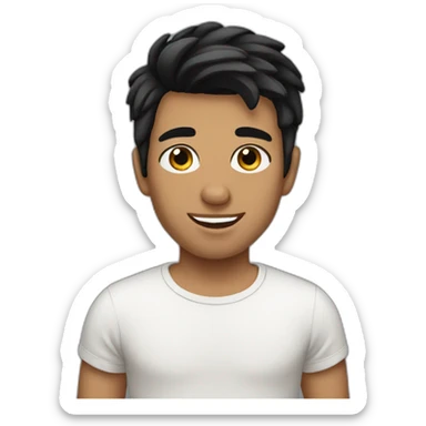 young Australian man, black hair, shaved sticker