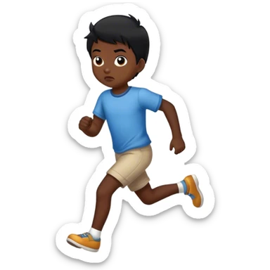 Kid with black hair in a hurry  sticker